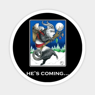 Ferret Krampus - He's Coming - White Outlined Version Magnet